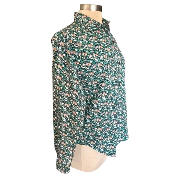 VTG John Henry 100% Cotton Green Dark Floral Button Up Shirt Sz 10 Fall Casual - Picture 5 of 9
